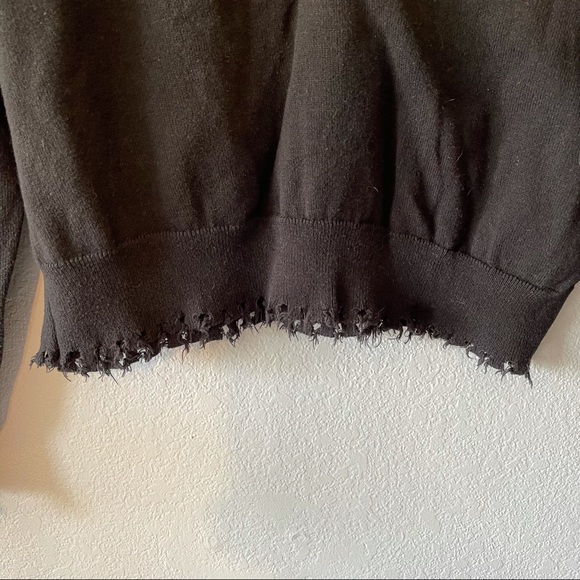 NATION LTD Black V Neck Distressed Sweater Small - Picture 5 of 9